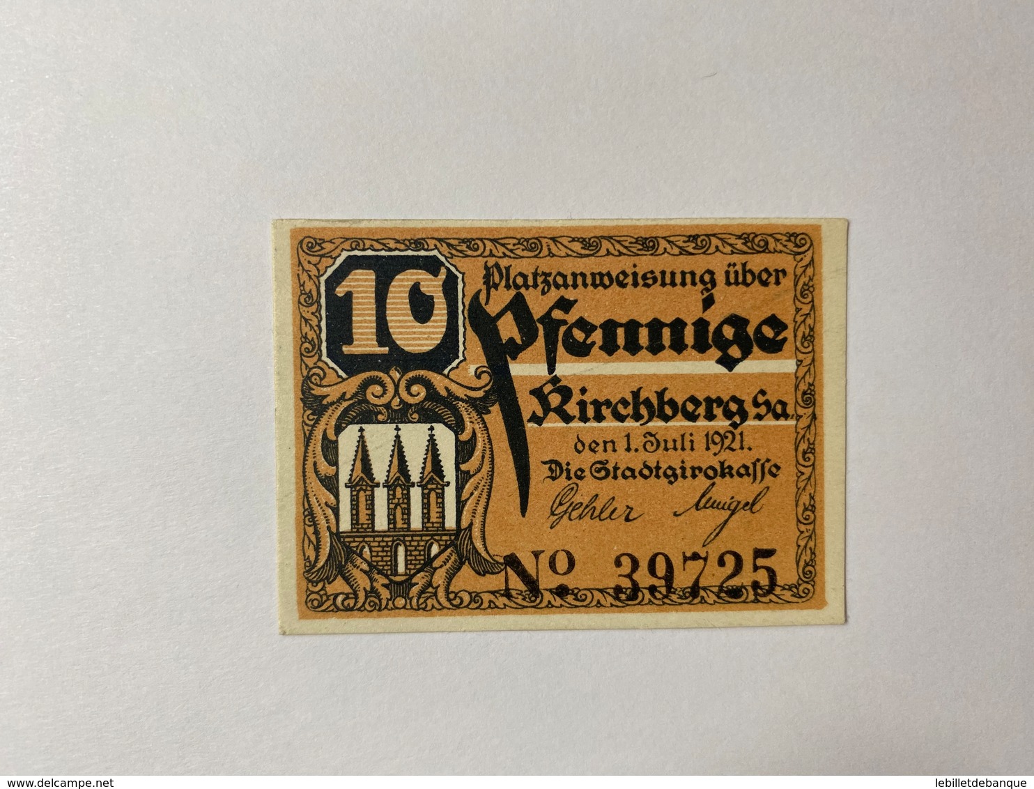 Allemagne Notgeld Kirchberg 10 Pfennig - Collections