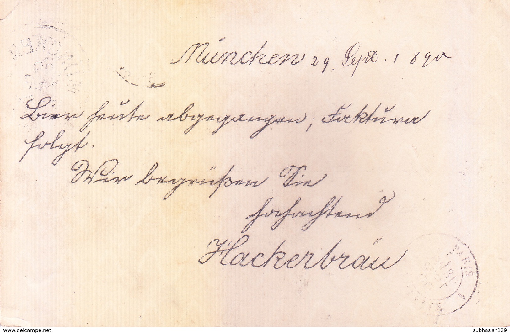 GERMANY, BAVARIA, KONIGREICH BAYERN : OFFICIAL PRESTAMPED POST CARD UPRATED FOR FRANCE : YEAR : 1890 : - Postal  Stationery