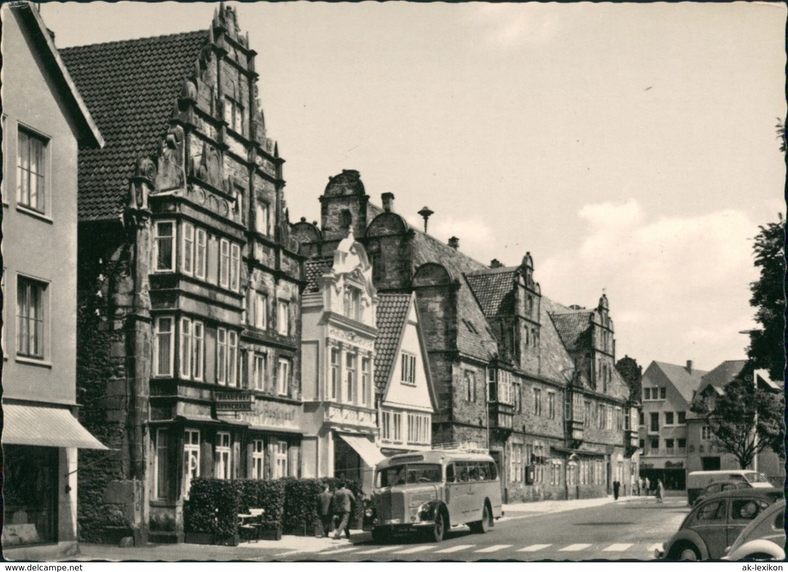 Ansichtskarte Stadthagen Strassen Partie Am Markt, Bus, Autos Häuser 1955 - Stadthagen