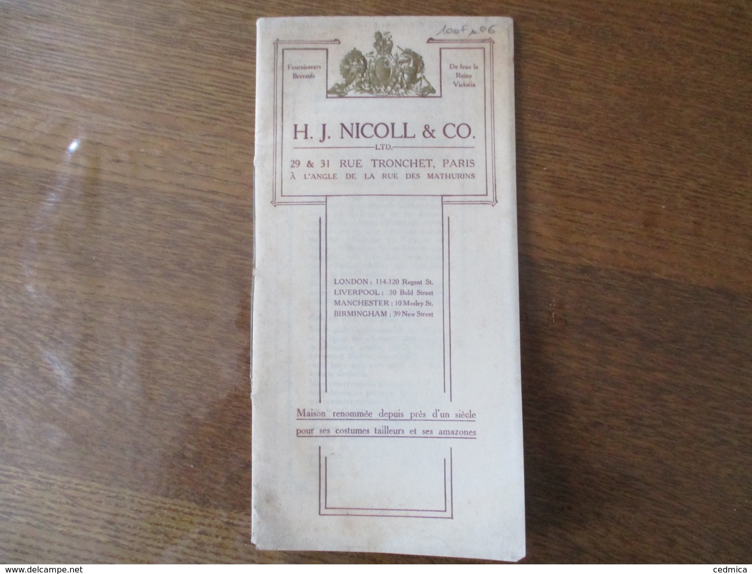 H. J. NICOLL & Co LTD 29 & 31 RUE TRONCHET PARIS MAISON RENOMMEE POUR SES COSTUMES TAILLEURS ET SES AMAZONES 16 PAGES - Publicidad