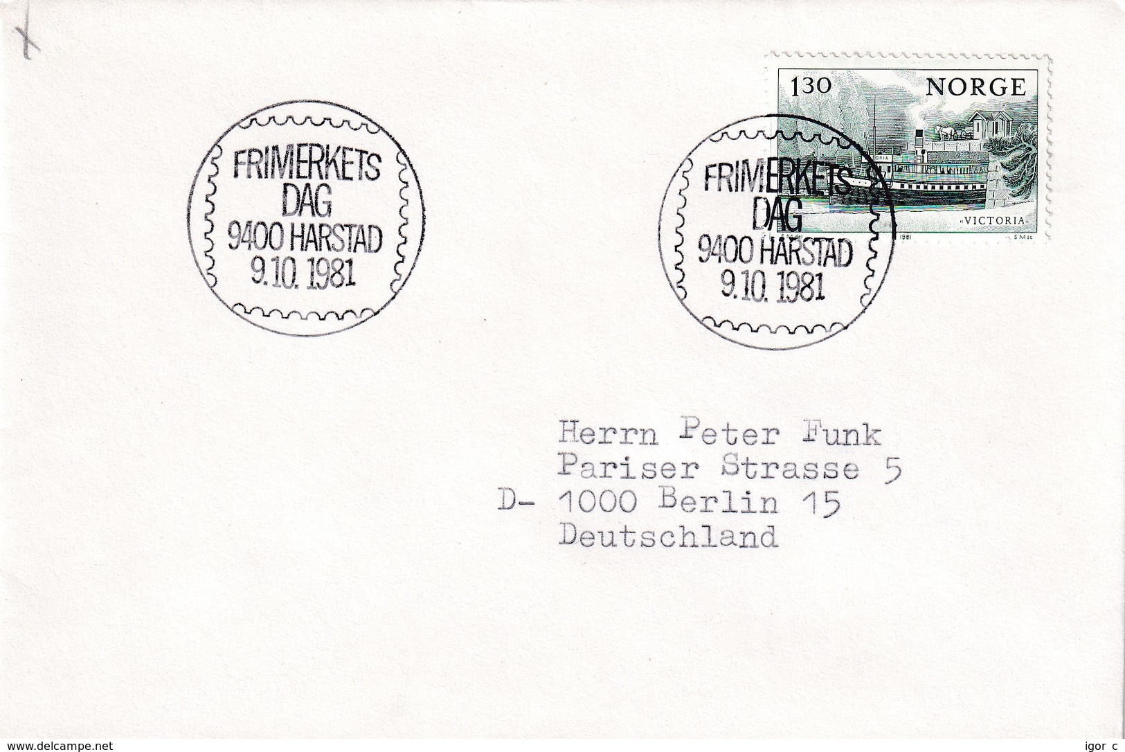 Norway 1981 Cover: Trasnport Steam Ship Victoria; Stamp Day - Schiffe