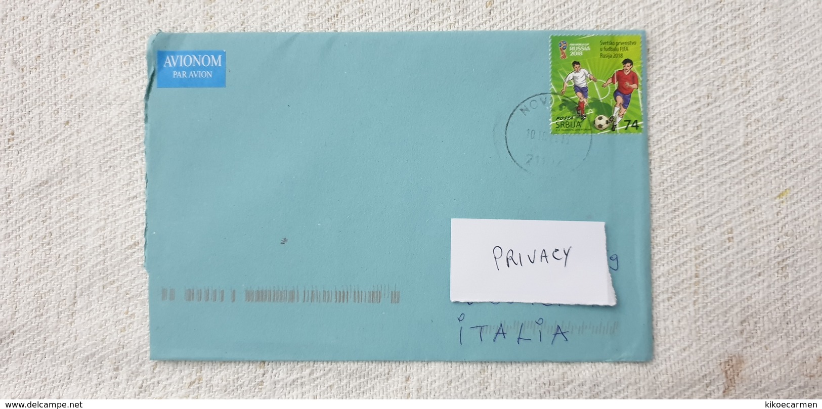 SRBIJA Isolated Registered Letter To Italy 2018 2019 Soccer Football Fifa World Cup - 2018 – Russia