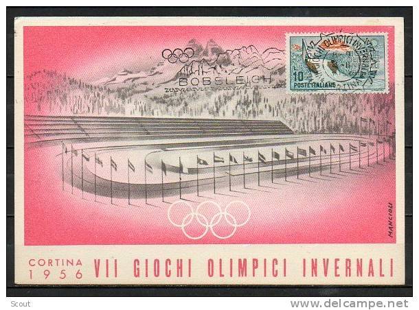 ITALIA  - ITALY - ITALIE - 03/02/1956 - CORTINA - GIOCHI OLIMPICI INVERNALI DI CORTINA - BOBSLEIGH - ANNULLO - Inverno1956: Cortina D'Ampezzo