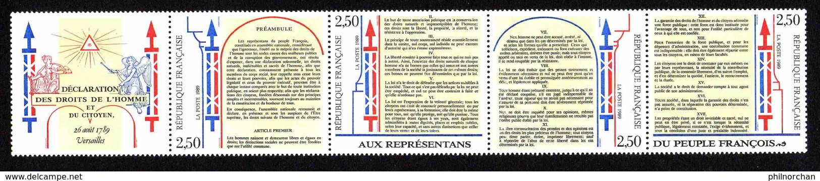 France 1989 Année Complète Neuve** Sauf N°2596/99   Ex N°1    TB   17,50 €  (faciale 21,68 € €  52 Valeurs) - 1980-1989