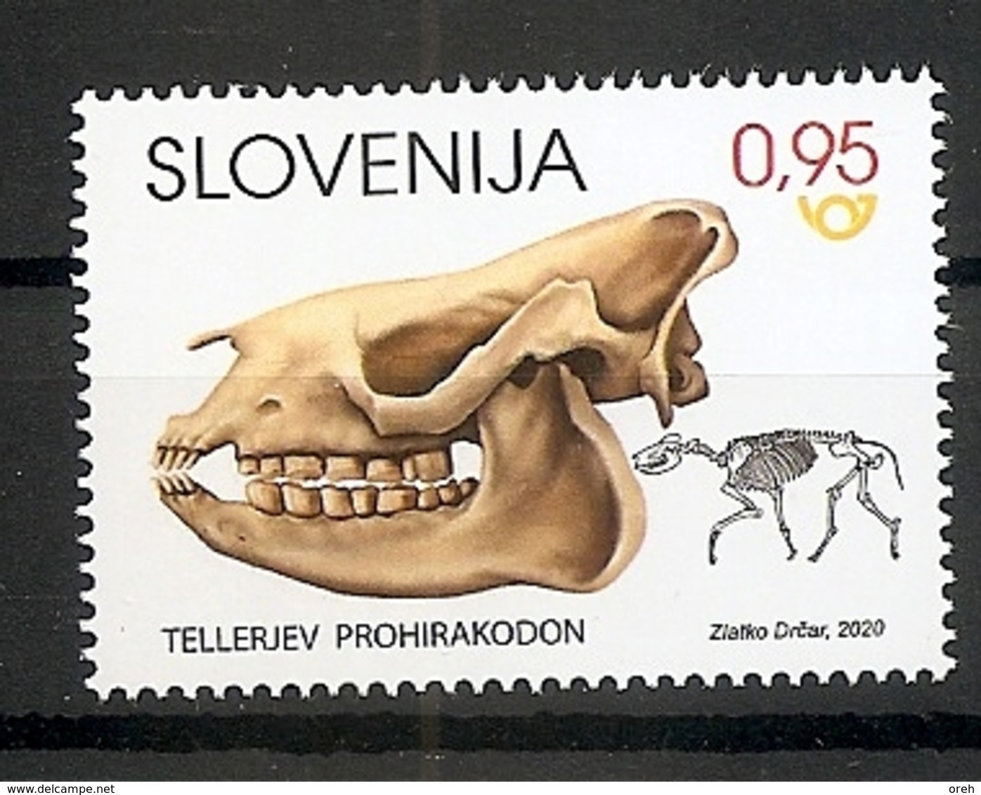 SLOVENIA 2020,,FOSSILS,FOSILES,  MAMMALAS IN SLOVENIA,PROHYRACODON TELLERI,MNH - Slovénie