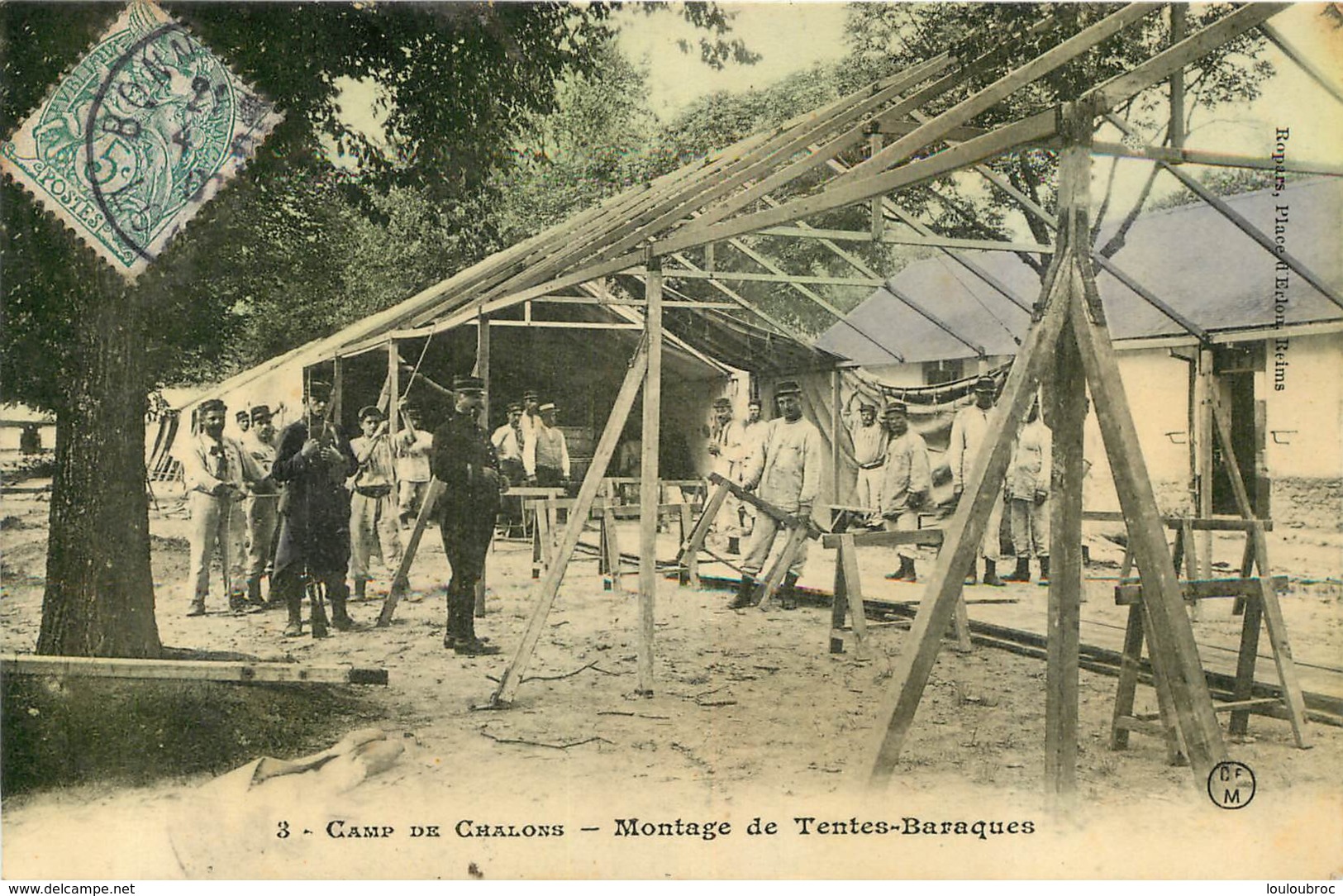 CAMP DE CHALONS MONTAGE DE TENTES BARAQUES - Camp De Châlons - Mourmelon