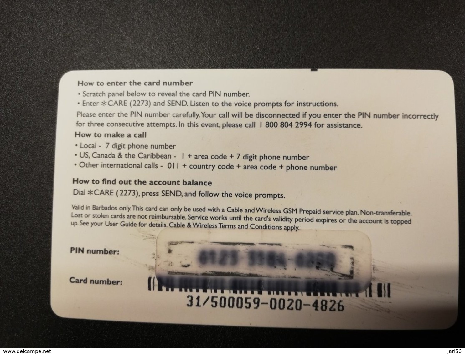 BARBADOS   $25 - B FREE  Prepaid Fine Used Card  ** 232 ** - Barbades