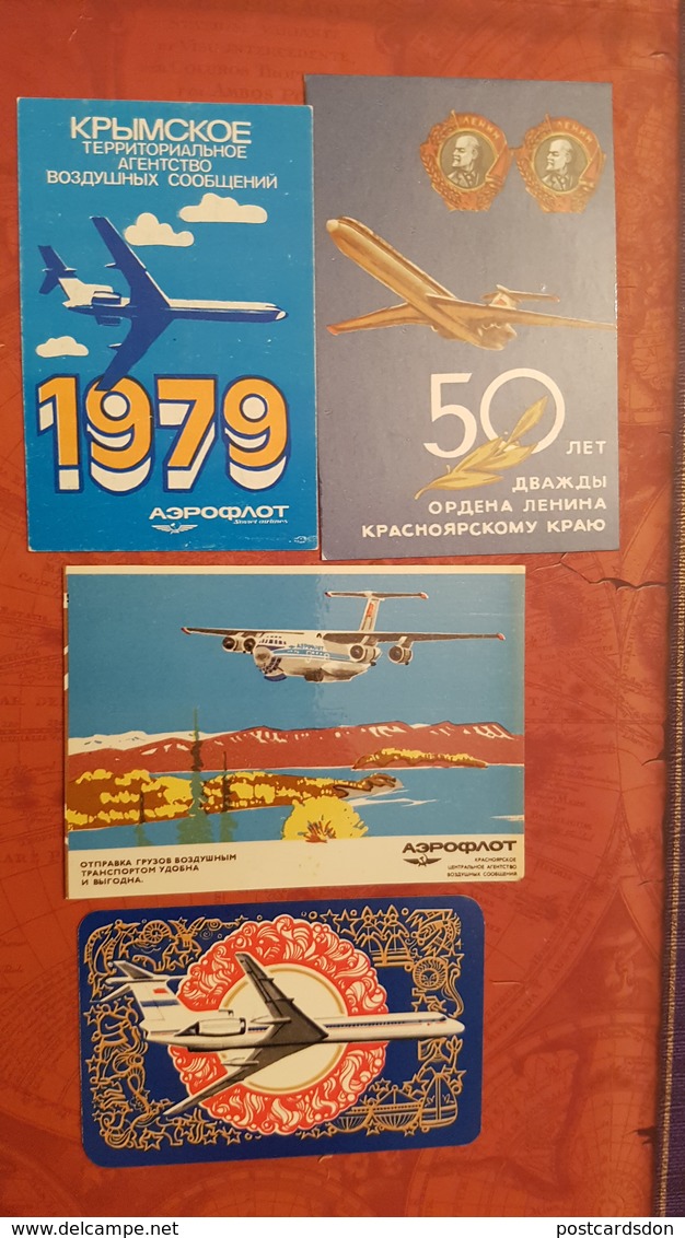 4 Items Lot - Aviation - Plane - Avion - Small Calendar -  1975, 1979, 1984  -   AEROFLOT - Small : 1971-80