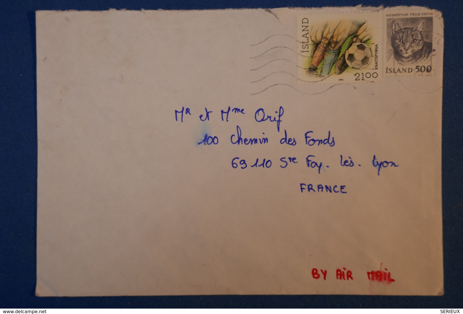 B78 ISLAND LETTRE 1990 POUR LA FRANCE LYON PAR AVION - Brieven En Documenten