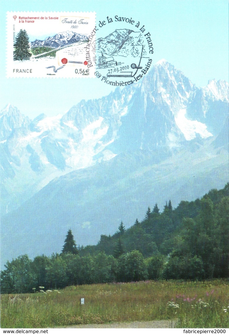 Carte Maximum YT 4441 150e Anniv Rattachement De La Savoie à La France 1er Jour 27 03 2010 RARE Plombières 88 TBE - 2010-2019