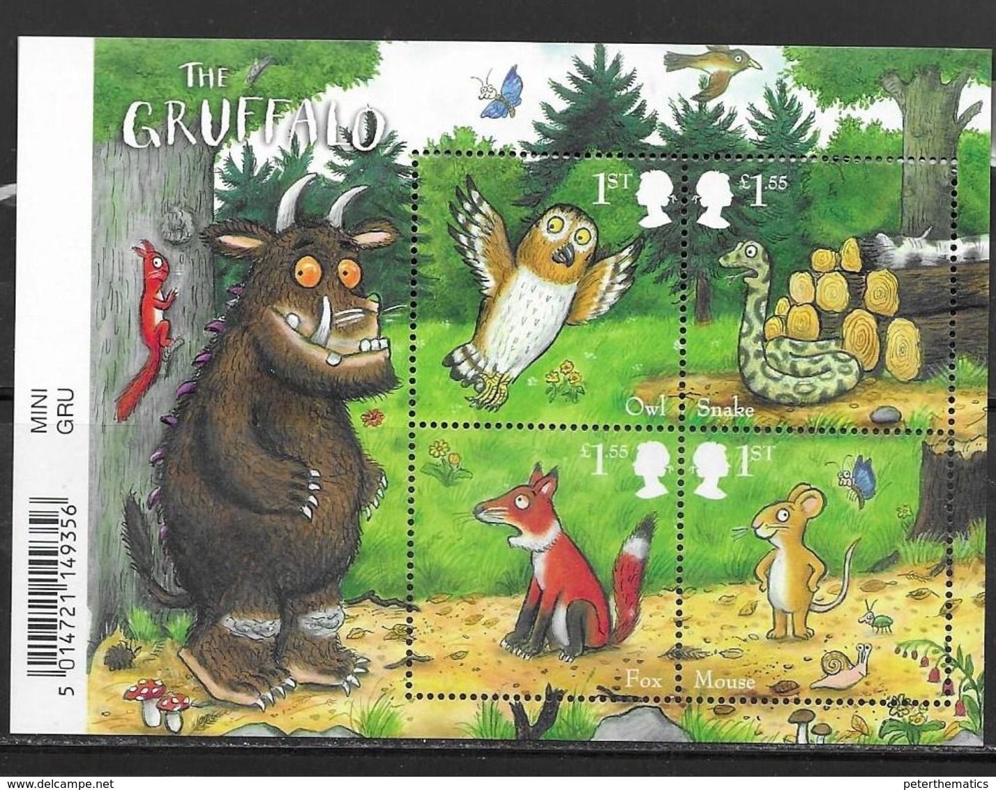 UK, 2019, MNH, THE GRUFFALO, OWLS, FOXES, SNAKES, MICE, SHEETLET - Other & Unclassified