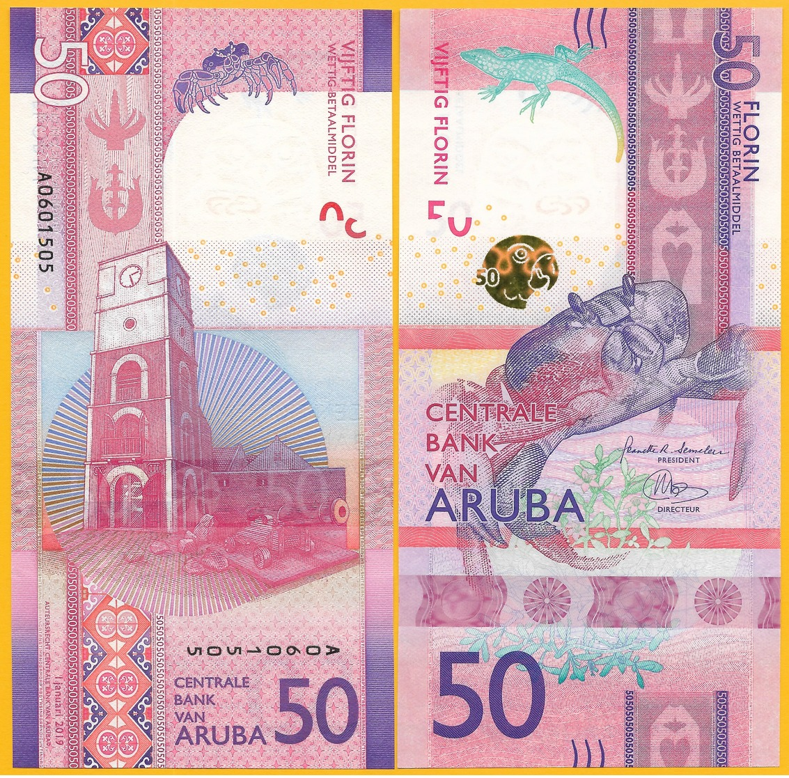 Aruba 50 Florin P-new 2019 UNC Banknote - Aruba (1986-...)