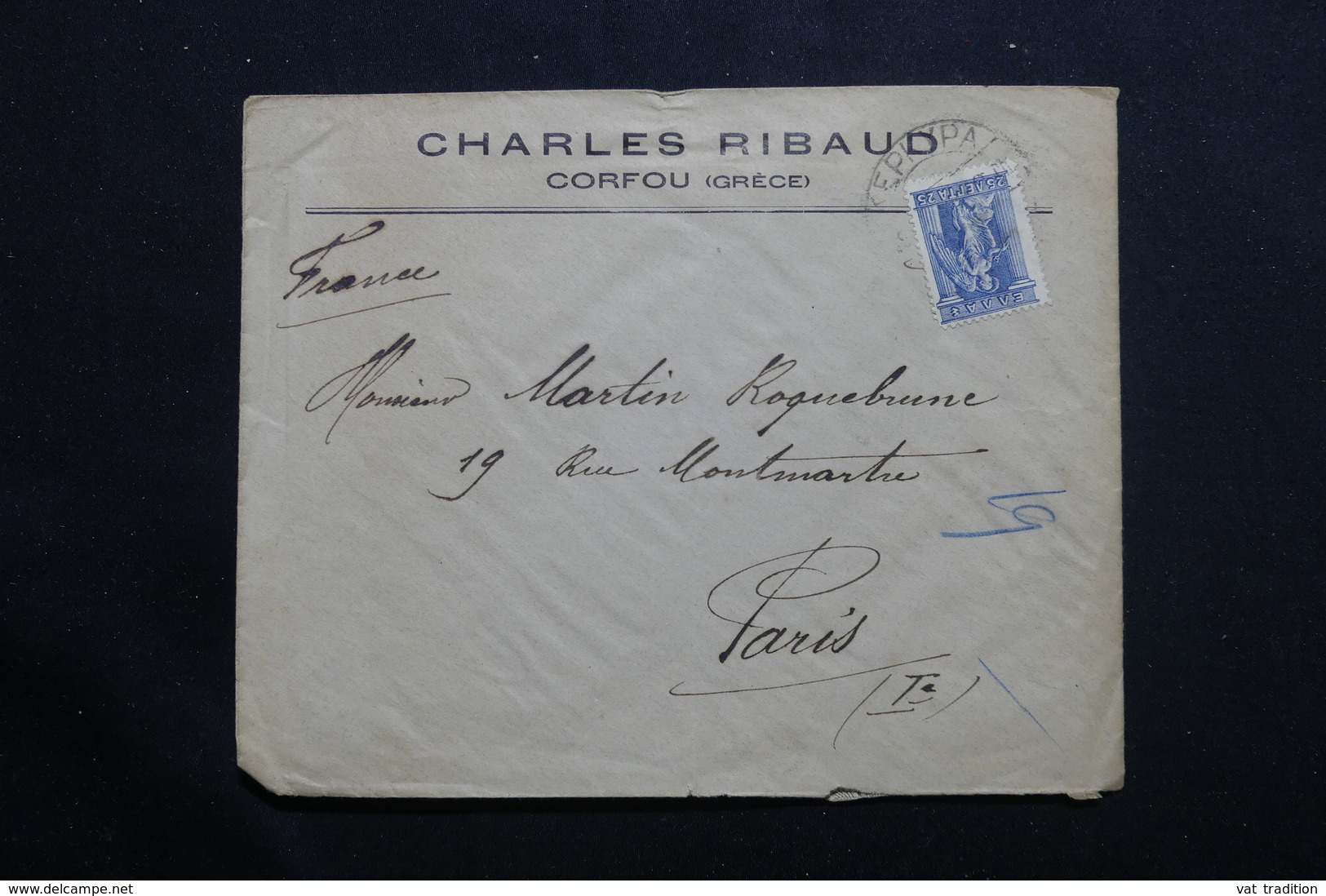 GRECE - Enveloppe Commerciale De Corfou Pour La France - L 55579 - Brieven En Documenten