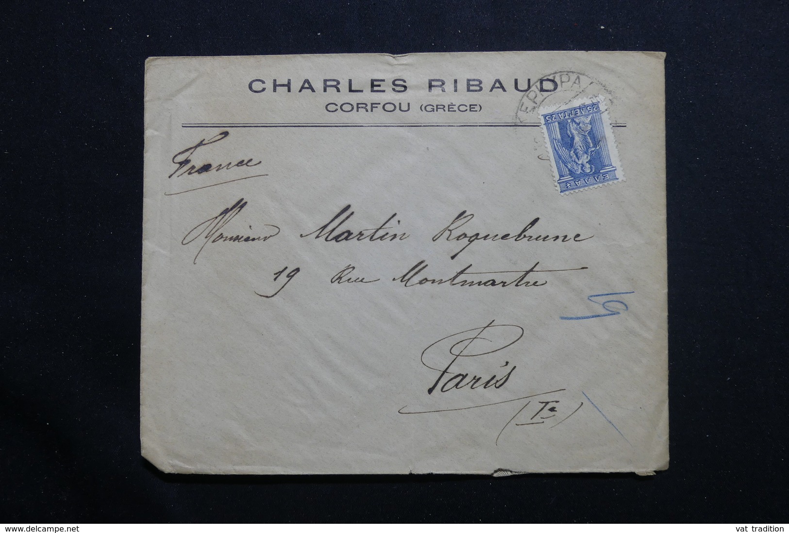 GRECE - Enveloppe Commerciale De Corfou Pour La France - L 55579 - Covers & Documents