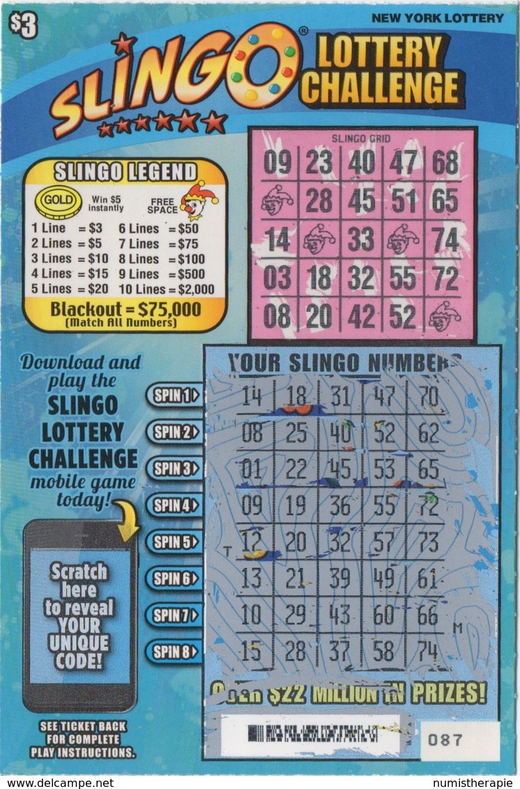 Billet De New York Lottery : Slingo Lottery Challenge - Billets De Loterie