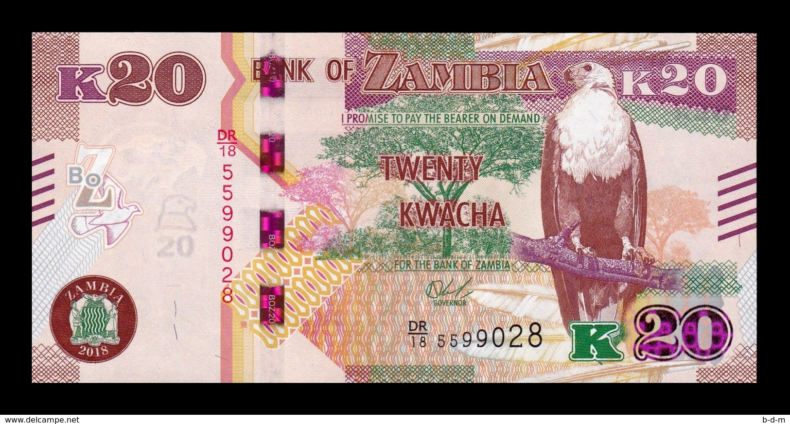 Zambia 20 Kwacha 2018 (2019) Pick 59 New SC UNC - Zambia