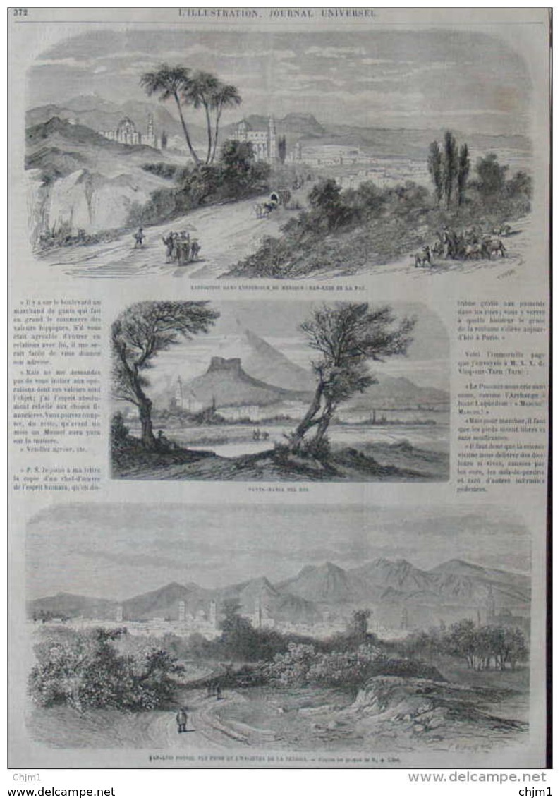 Mexique, Mexico - San-Luis De La Paz - Santa-Maria Del Rio - San-Luis Potosi  - Page Original 1864 - Documents Historiques