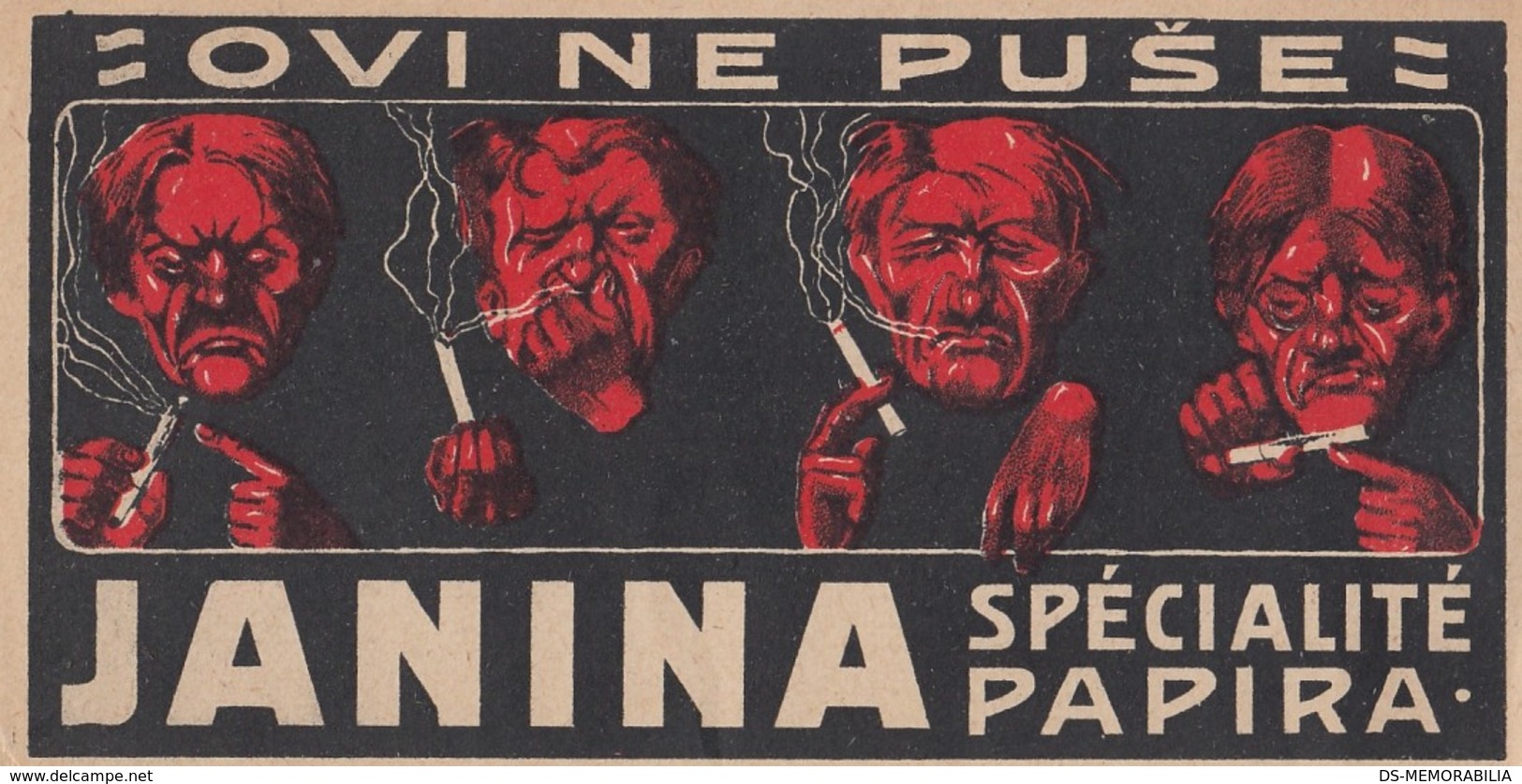 Vintage Label Etiquette JANINA Cigarette Paper Cca.1920 - Objetos Publicitarios