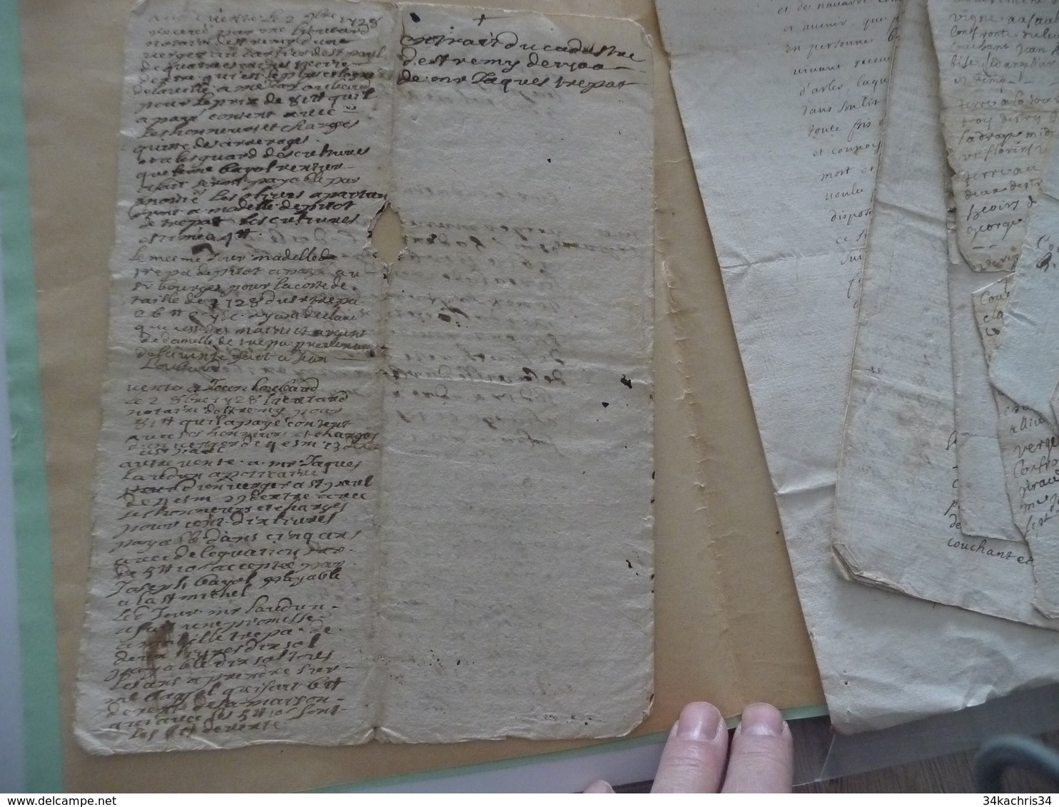 Archive Arles Provence  1654/1734 Famille Trepat 9 Documents Originaux Voir Liste Feuille Verte - Manuskripte