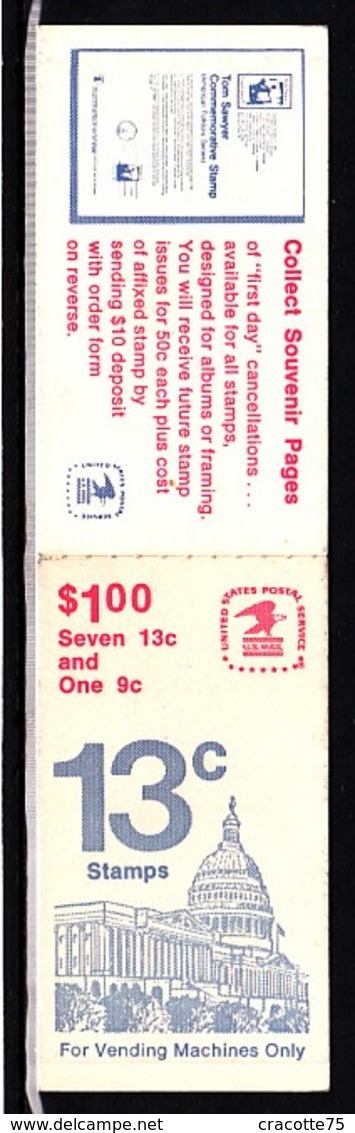 ETATS-UNIS - N°C1156 A - DRAPEAU ET LE CAPITOLE - CARNET COMPLET 1977 Contenant Le Feuillet 1156c. - Souvenirs & Special Cards