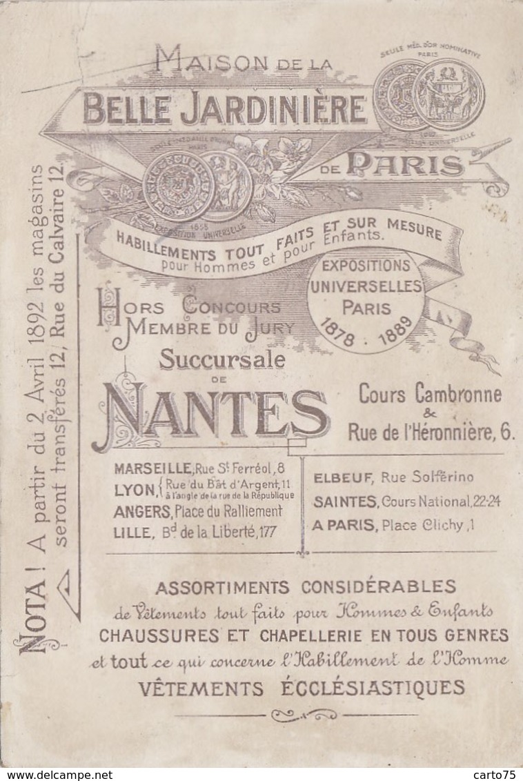 Chromos - Chromo Enfants - Fillette Ecolière Ardoise - Publicité Magasin "Belle Jardinière" Nantes - Other & Unclassified