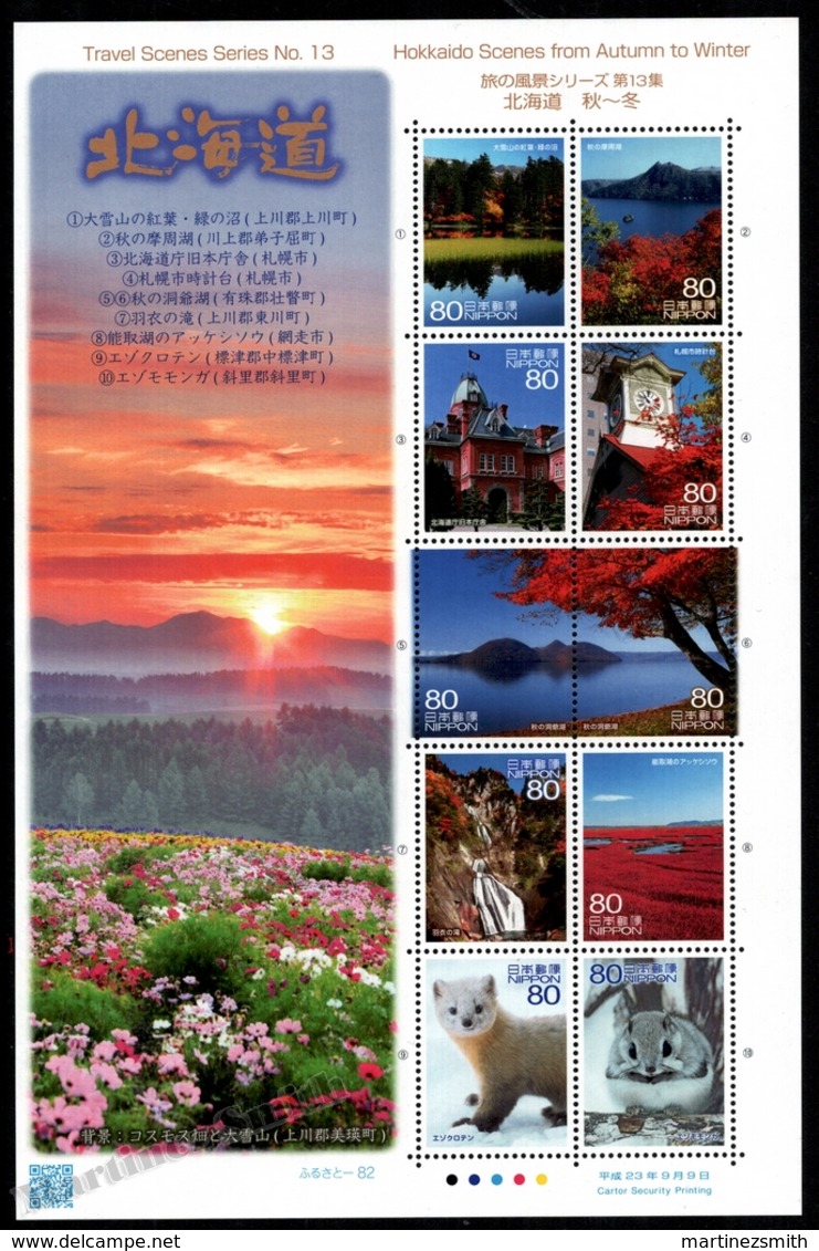 Japan - Japon 2011 Yvert 5566-75, Tourism. Hokkaido Landscapes & Animals - Sheetlet - MNH - Nuovi