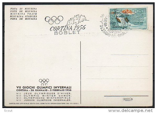 ITALIA  - ITALY - ITALIE - 27/01/1956 - GIOCHI OLIMPICI INVERNALI DI CORTINA - BOBLET ANNULLO - Hiver 1956: Cortina D'Ampezzo