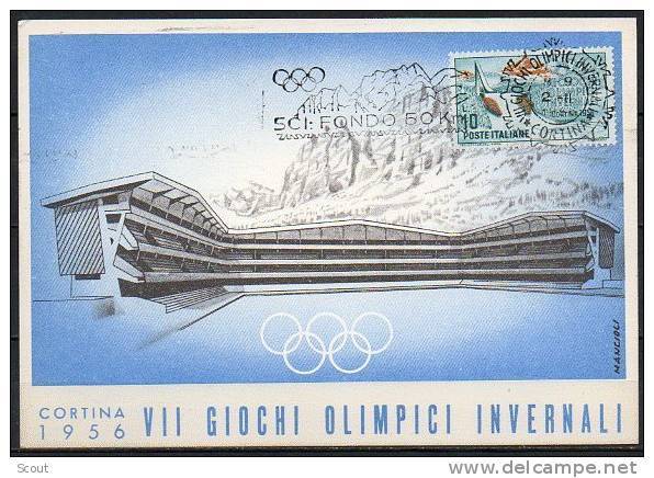 ITALIA  - ITALY - ITALIE - 02/02/1956 - GIOCHI OLIMPICI INVERNALI DI CORTINA - SCI FONDO 50 KM - ANNULLO - Winter 1956: Cortina D'Ampezzo
