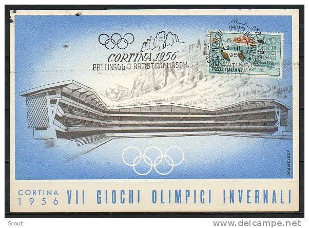 ITALIA  - ITALY - ITALIE - 01/02/1956 - GIOCHI OLIMPICI INVERNALI DI CORTINA - PATTINAGGIO ARTISTICO MASCHILE - ANNULLO - Hiver 1956: Cortina D'Ampezzo