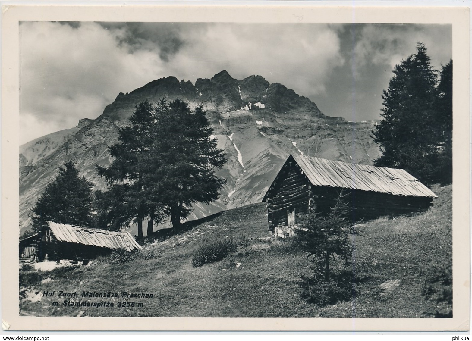 Hof Zuort Maiensäss Praschan Mit Stammerspitze - Foto/Verlag Feuerstein Scuol - Gelaufen Ab Vna Grischun - Scuol