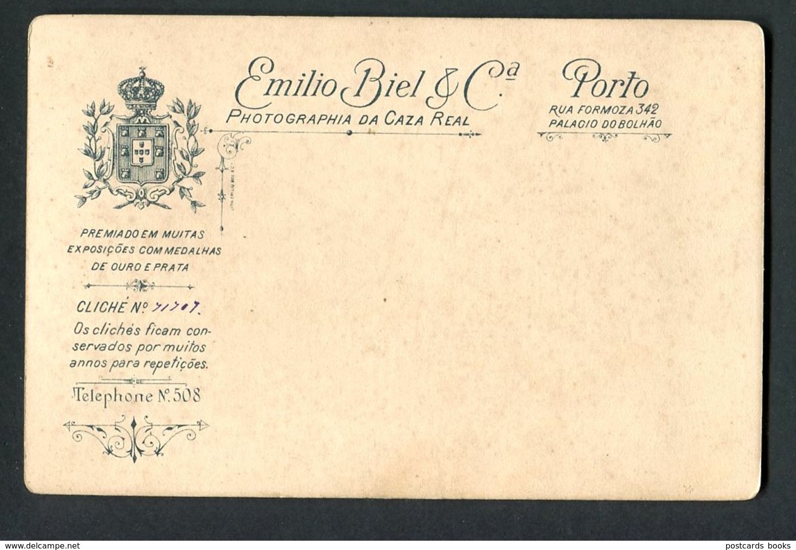 Fotografia CONDE De CAMPO BELO (Vila Nova De Gaia) Diogo Paiva Tavora Cernache. Photographia EMILIO BIEL Porto PORTUGAL - Anciennes (Av. 1900)