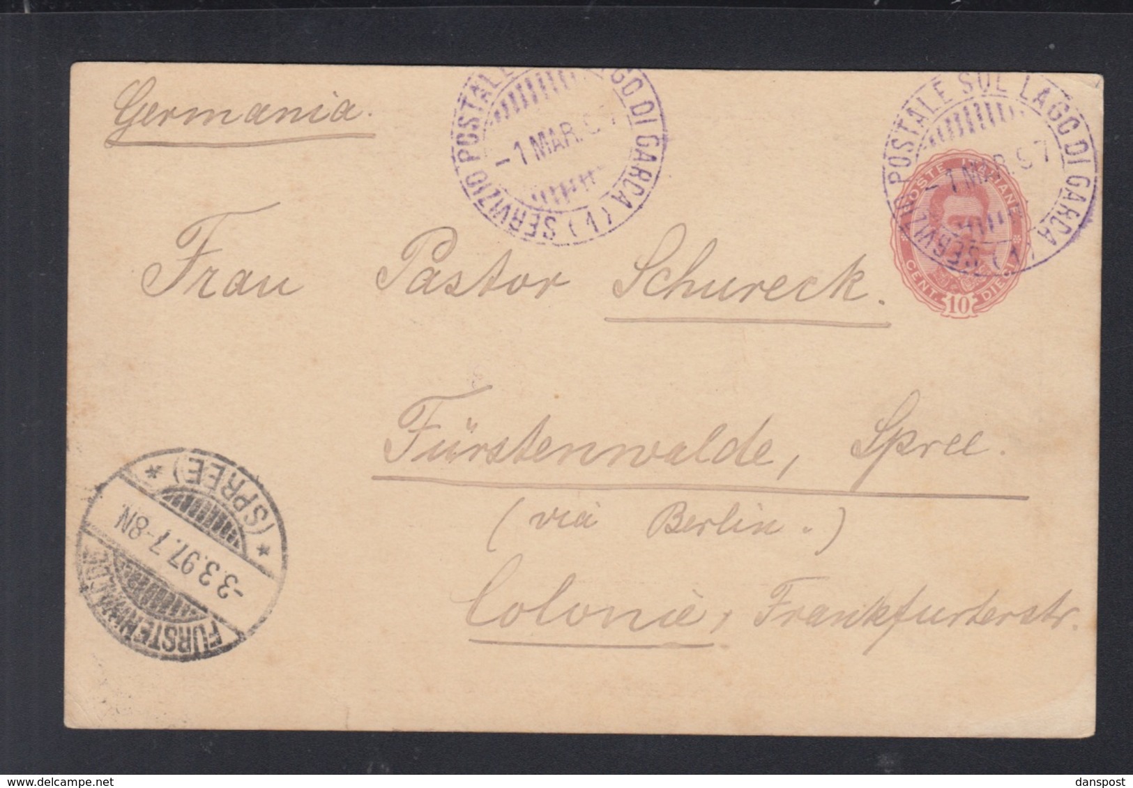 Cartolina Servizio Postale Sul Lago Di Garda 1897 - Marcophilia