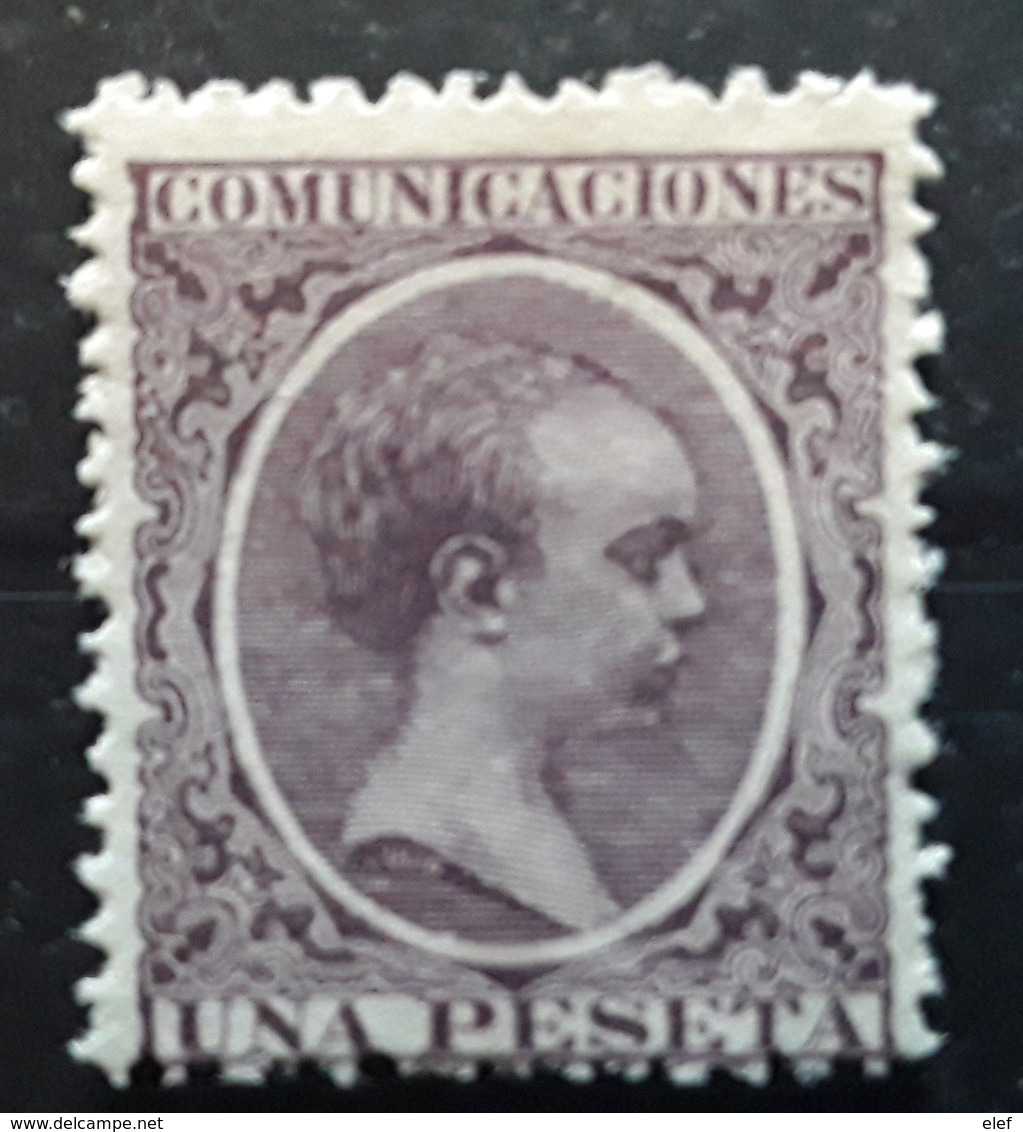 ESPAGNE / ESPANA / SPAIN / SPANIEN 1889 Alfonso XIII,  Yvert No 209, 1 Peseta Violet VARIETE IMPRESSION ,neuf (*) MNG TB - Variedades & Curiosidades