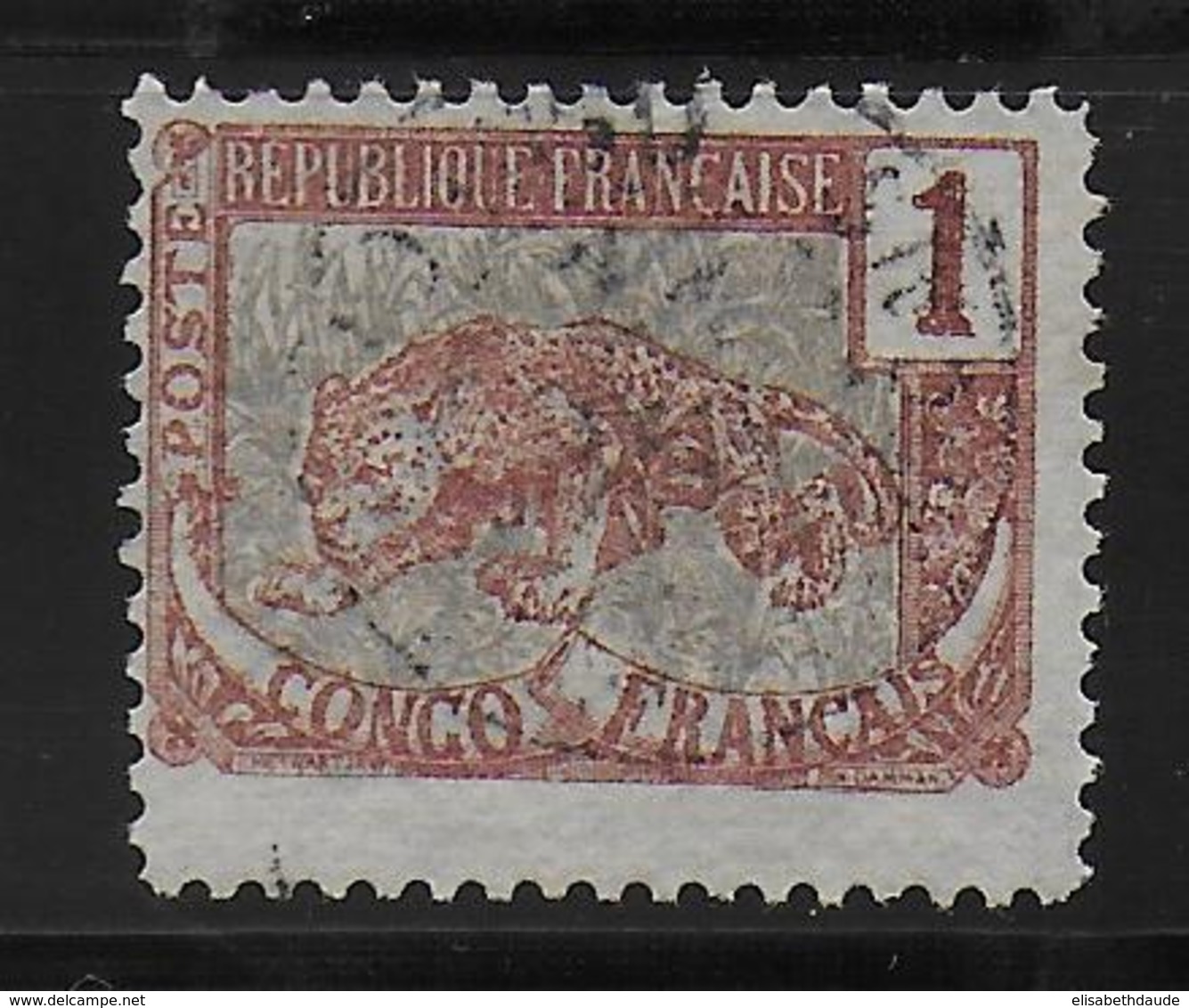 CONGO - YVERT N° 27b VARIETE DEFENSE TRONQUEE OBLITERE COTE = 40 EURO + 1 TIMBRE NORMAL (*) - - Used Stamps