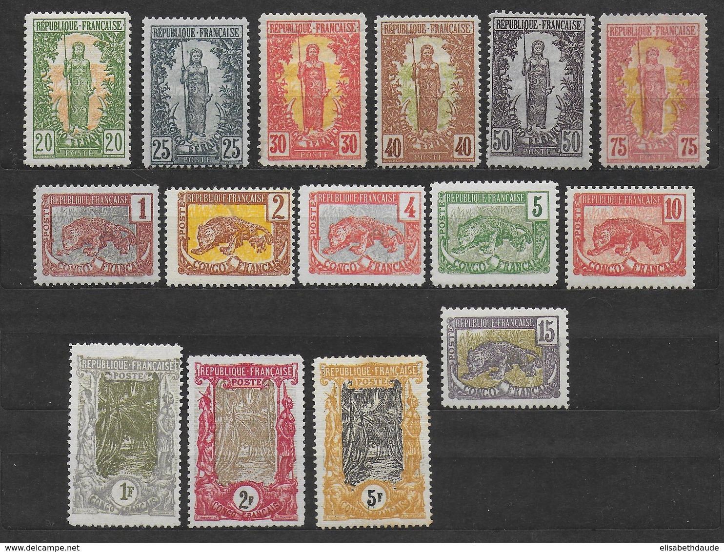 CONGO - 1900 - SERIE COMPLETE YVERT N° 27/41 * MH - COTE = 275 EUR. - Ongebruikt