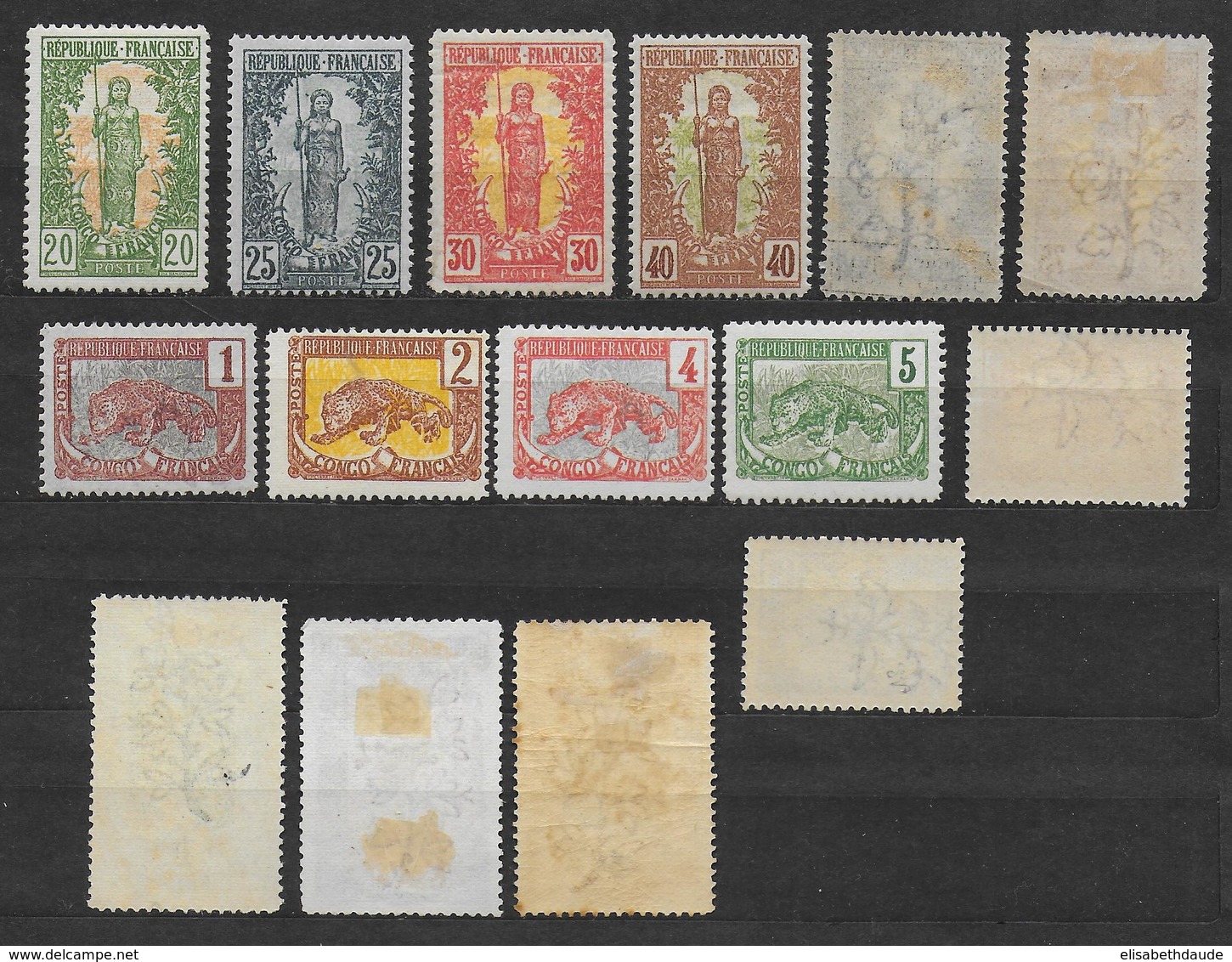 CONGO - 1900 - SERIE COMPLETE YVERT N° 27/41 * MH - COTE = 275 EUR. - Neufs