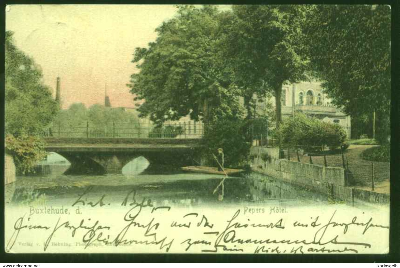 BUXTEHUDE 1905 Colorierte AK "Pepers Hotel " Frank.Bedarf M.Germania > Emden - Buxtehude