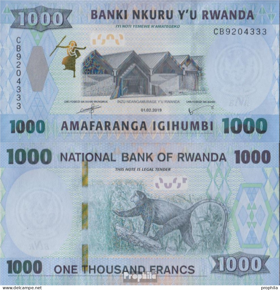 Ruanda Pick-Nr: 39 NEW (2019) Bankfrisch 2015 1.000 Francs - Rwanda