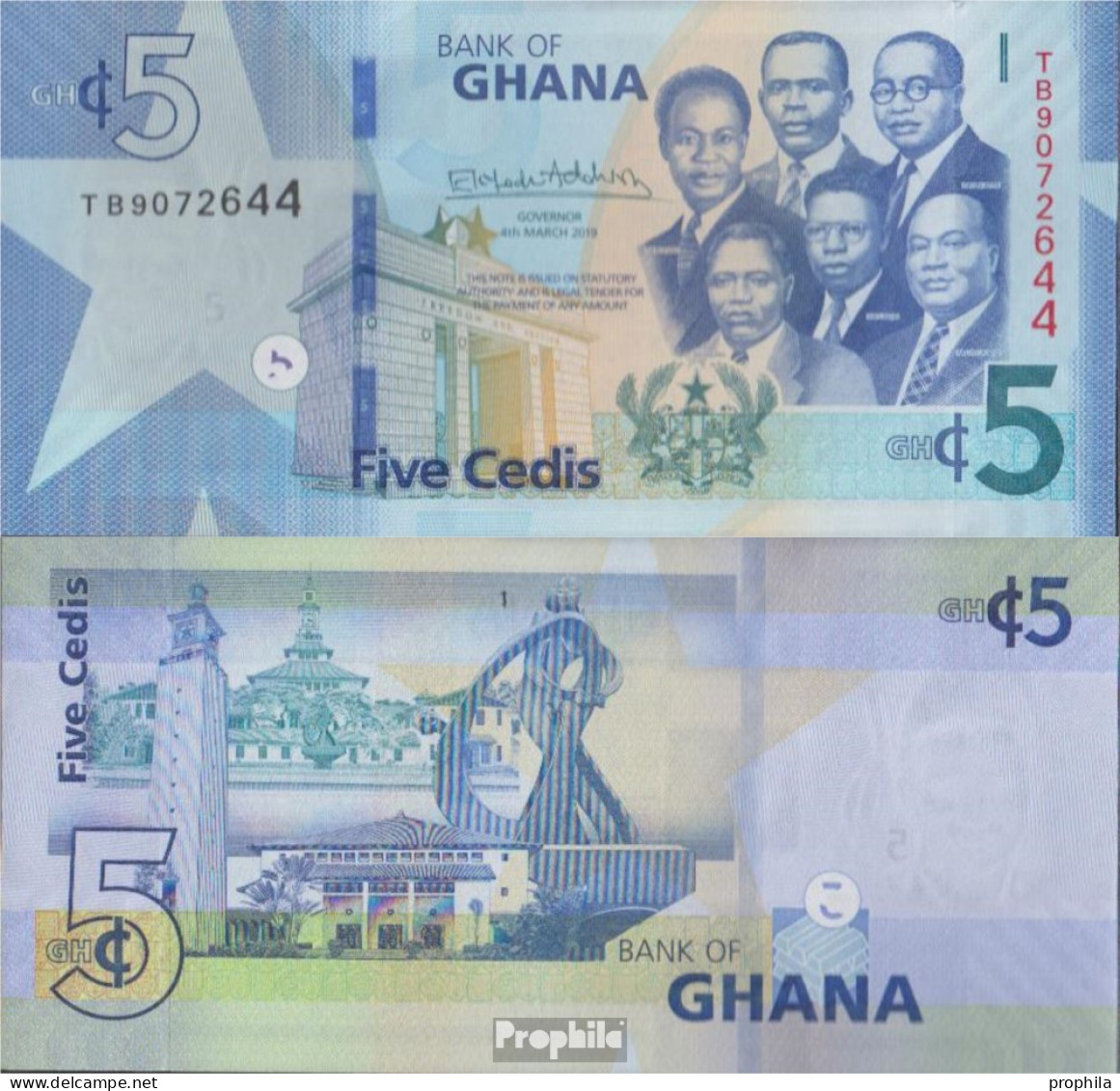 Ghana Pick-Nr: 38 (2019) Bankfrisch 2019 5 Cedis - Ghana