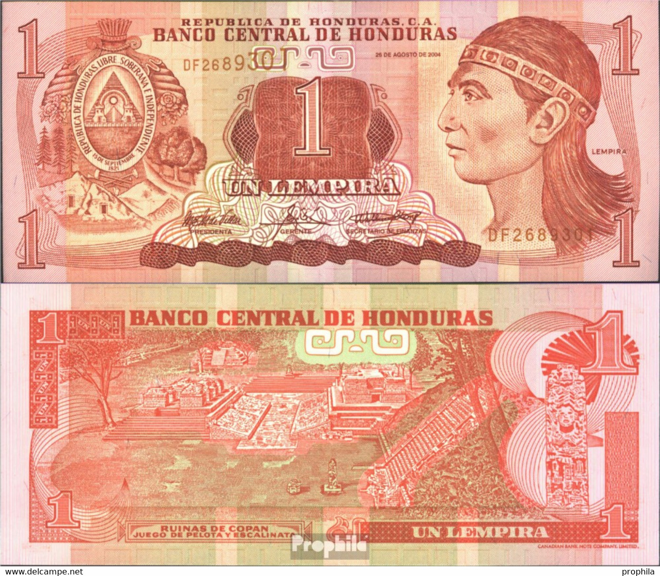 Honduras Pick-Nr: 84d Bankfrisch 2004 1 Lempira - Honduras