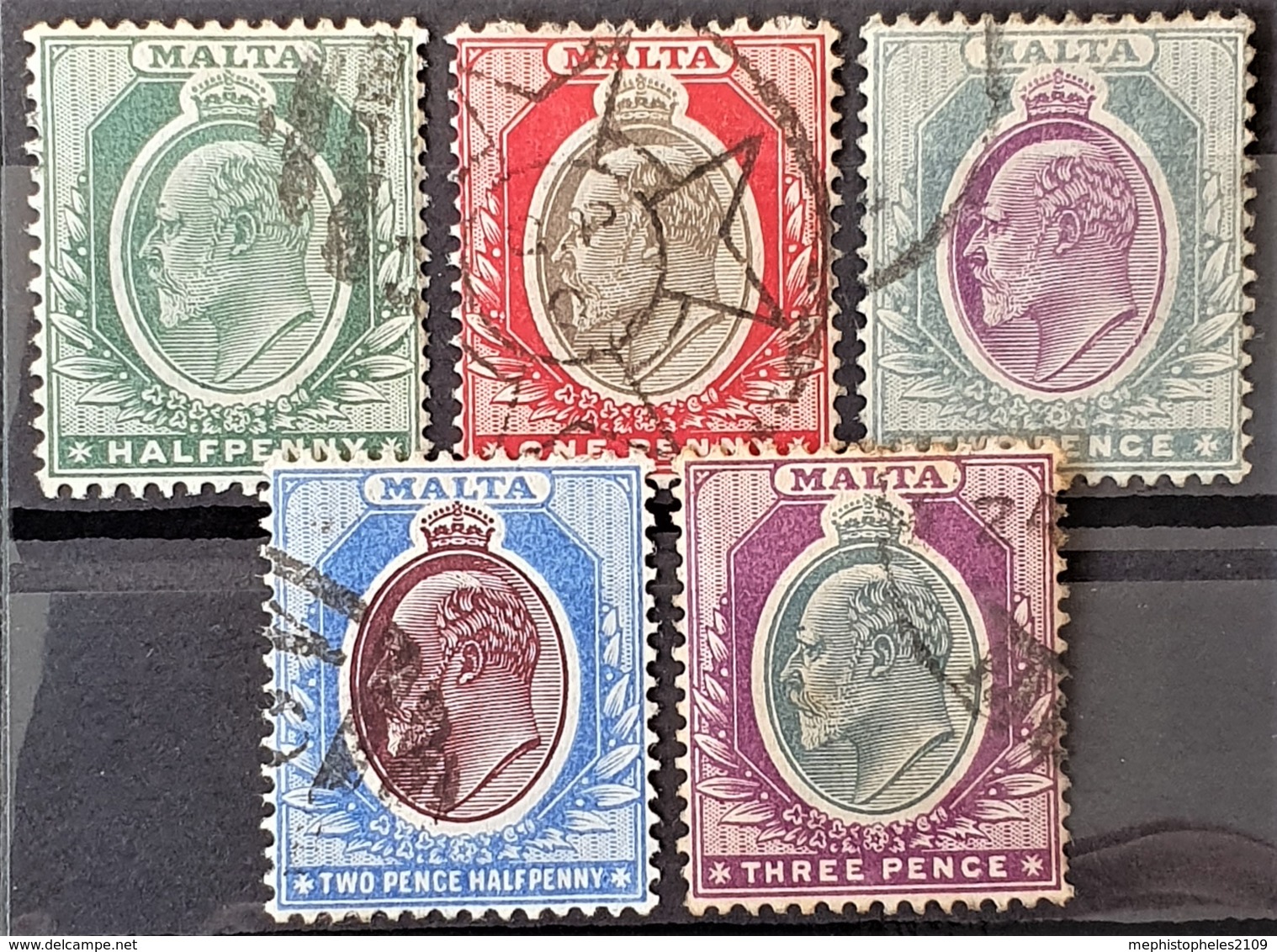 MALTA 1903/04 - Canceled - Sc# 21, 22, 23, 24, 25 - Malta (...-1964)