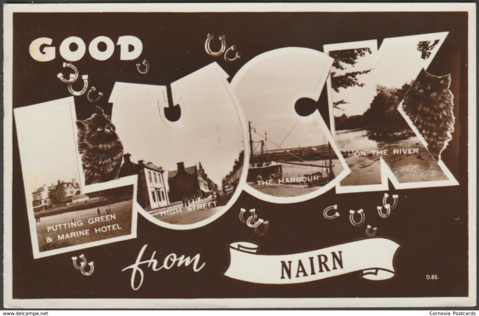 Good Luck From Nairn, Nairnshire, 1957 - Valentine's RP Postcard - Nairnshire