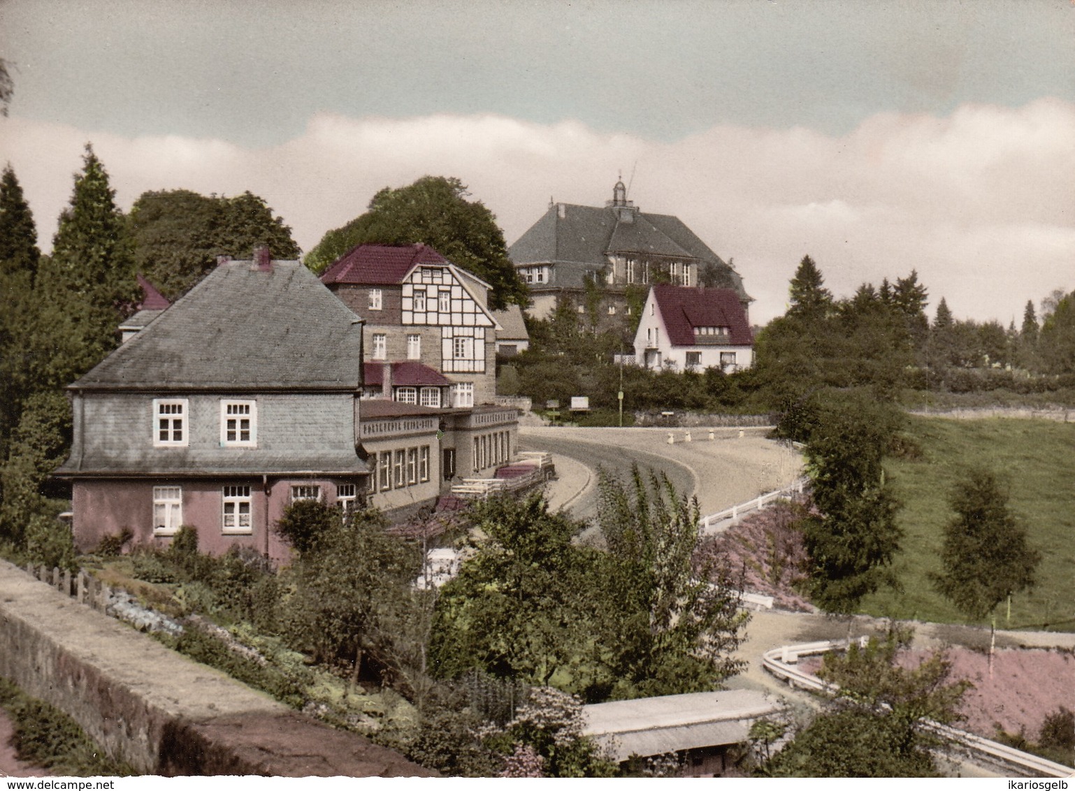 Rüthen Möhne Handcolorierte AK 1950 " Aufbaugymnasium Im Sauerländer Hof " - Möhnetalsperre