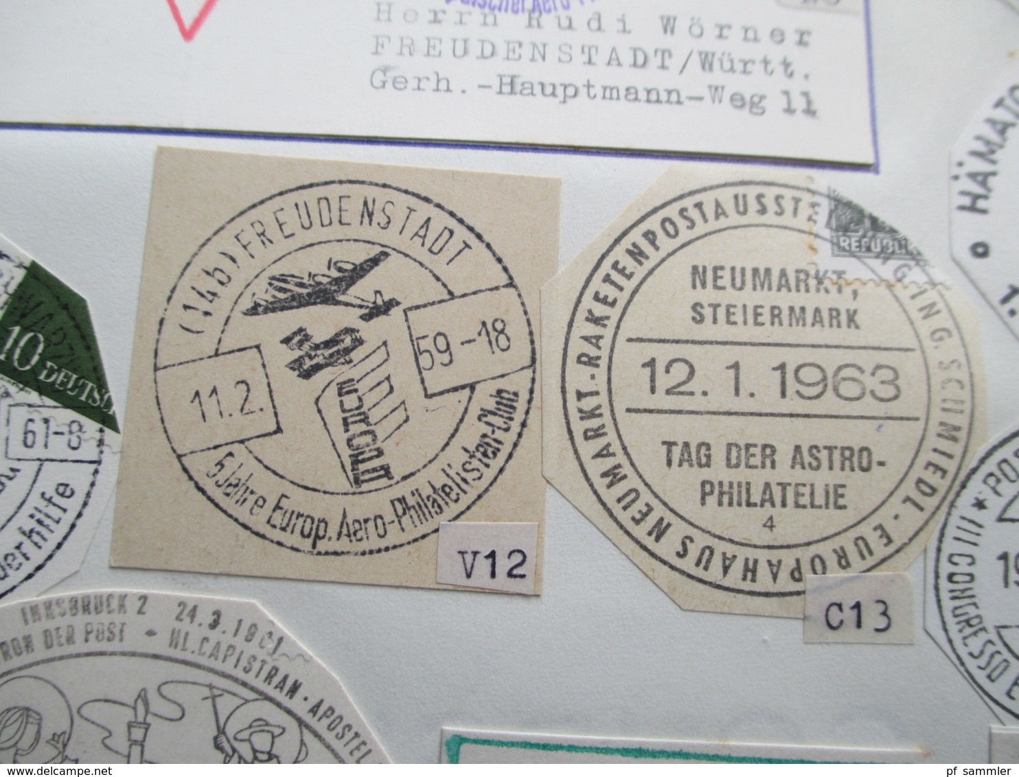 UN / Europa sehr viele Stempel / Briefstücke 1950er Jahre - 1962 Werbestempel / Sonderstempel usw. Fundgrube??