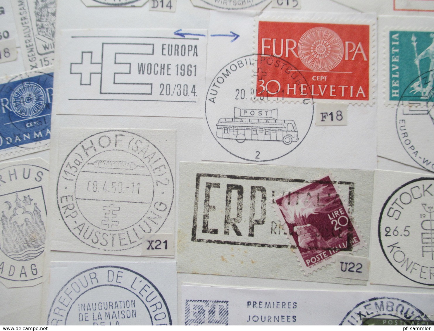 UN / Europa sehr viele Stempel / Briefstücke 1950er Jahre - 1962 Werbestempel / Sonderstempel usw. Fundgrube??