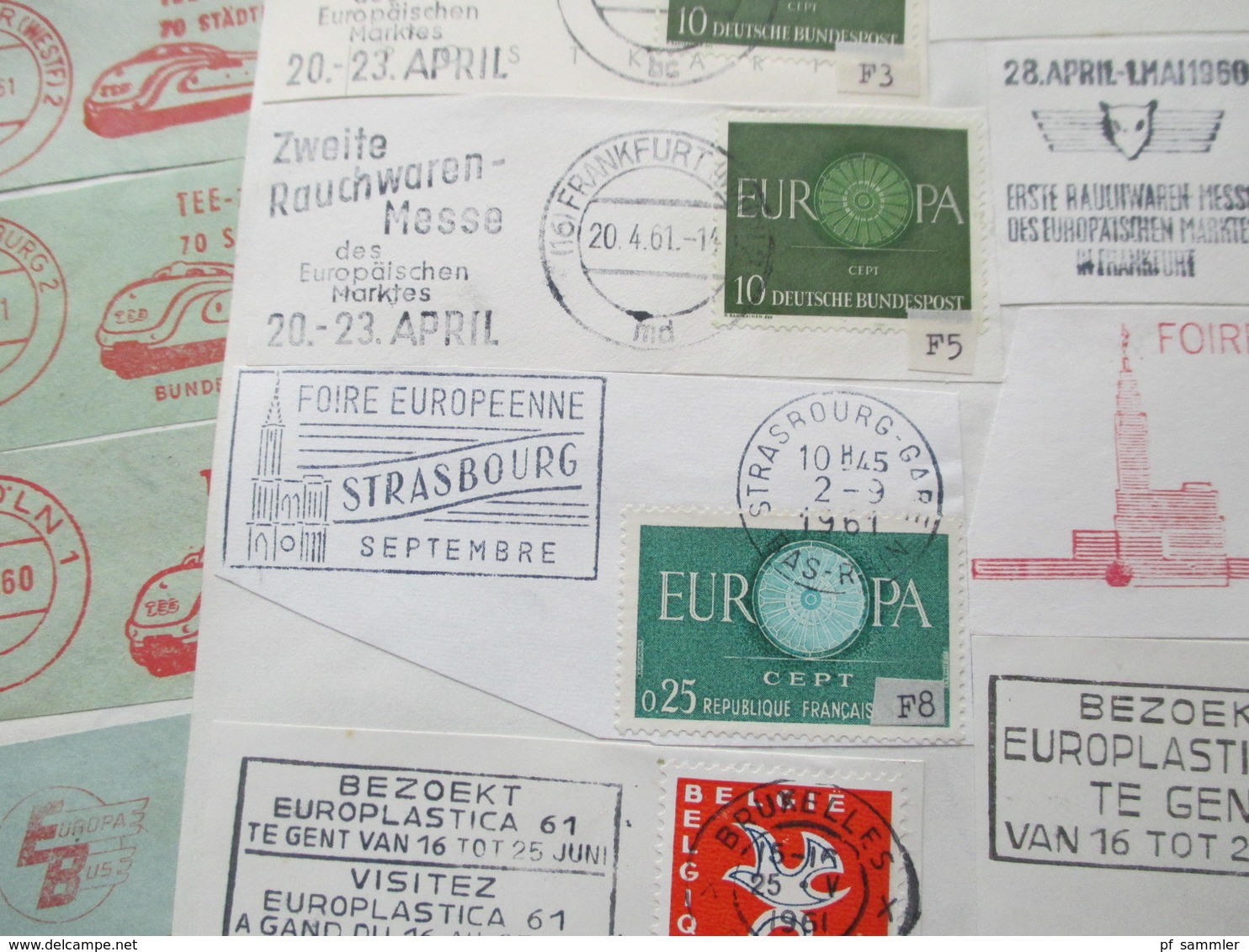 UN / Europa sehr viele Stempel / Briefstücke 1950er Jahre - 1962 Werbestempel / Sonderstempel usw. Fundgrube??