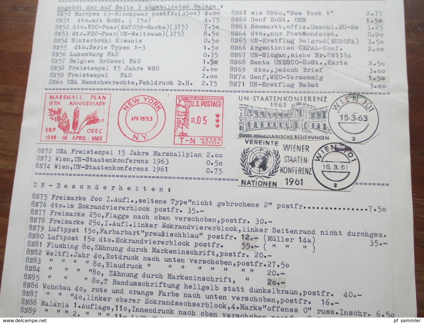 UN / Europa sehr viele Stempel / Briefstücke 1950er Jahre - 1962 Werbestempel / Sonderstempel usw. Fundgrube??