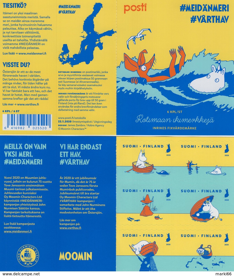 Finland - 2020 - Moomin - Our Sea - Mint Self-adhesive Stamp Booklet - Neufs