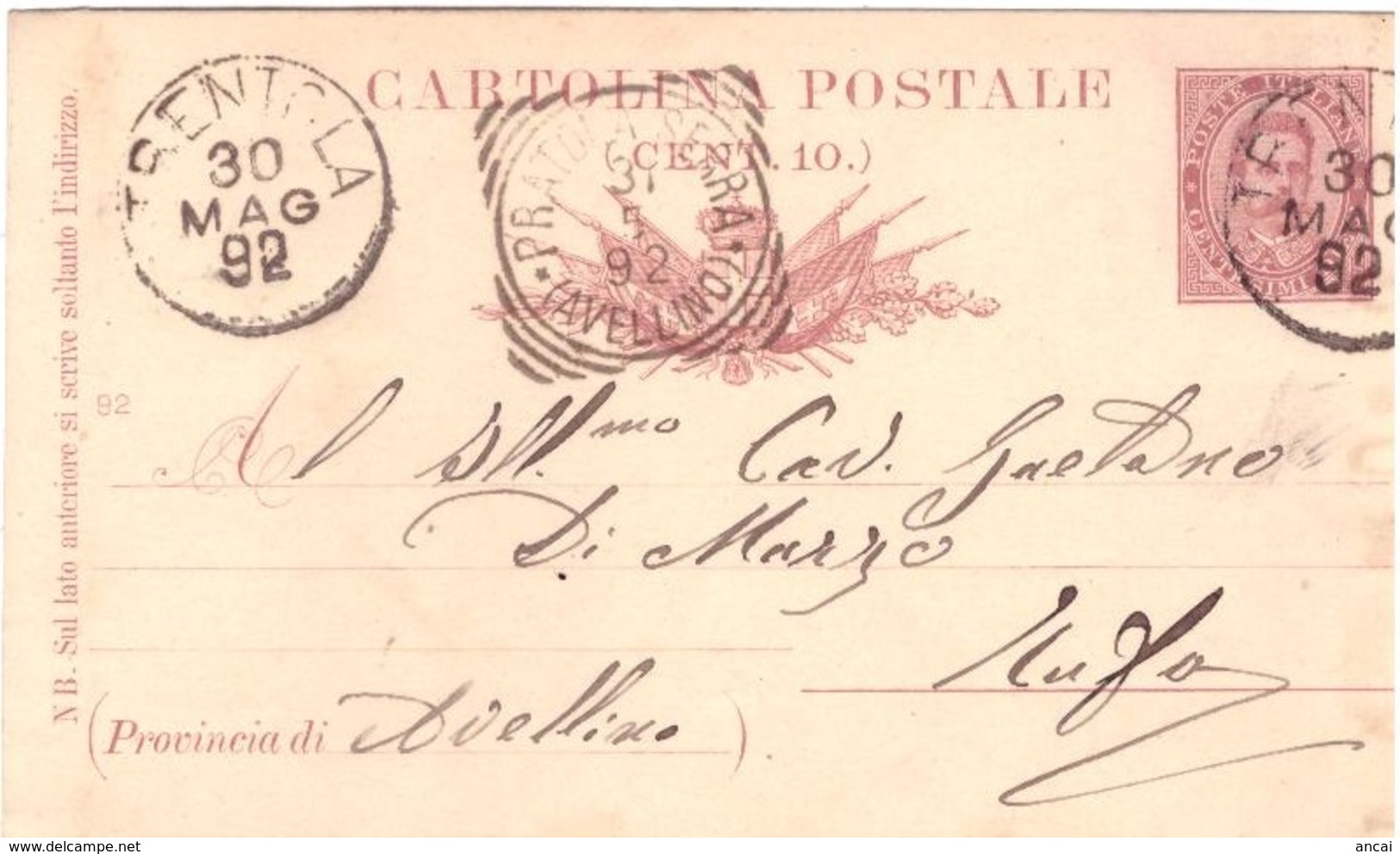 Trentola. 1892. Annullo Grande Cerchio TRENTOLA, Su Cartolina Postale - Storia Postale
