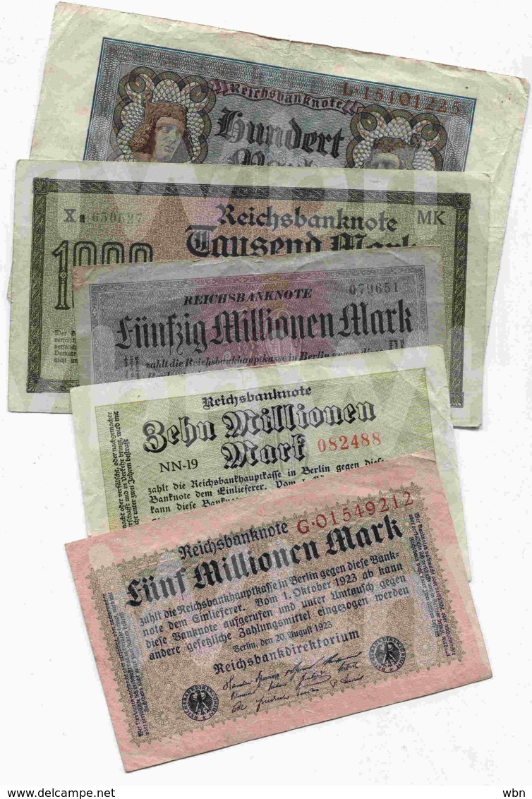 Germany - Set 5 Banknotes (see Scan) -F/VF- - Other & Unclassified